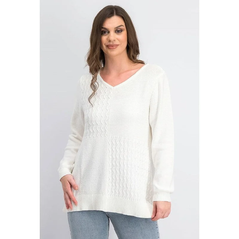 Karen Scott Women's Cotton Mixed-Stitch Sweater White Size Large