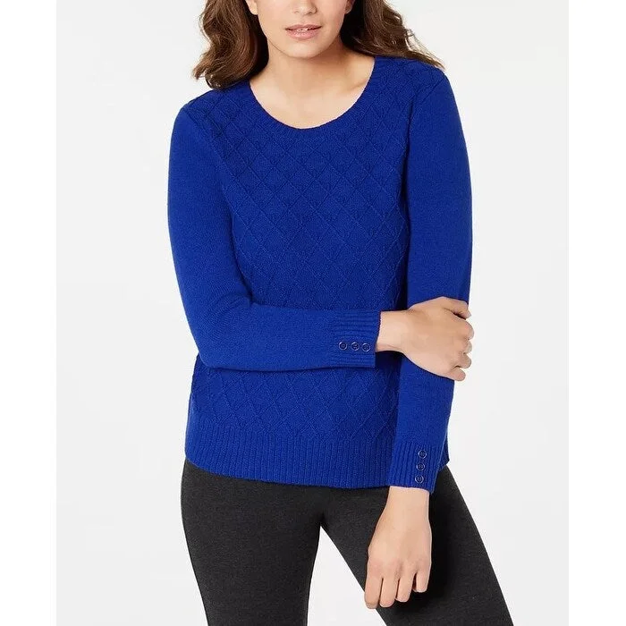 Karen Scott Women's Diamond Cable-Knit Sweater Bright Blue Size XXL - XX-Large