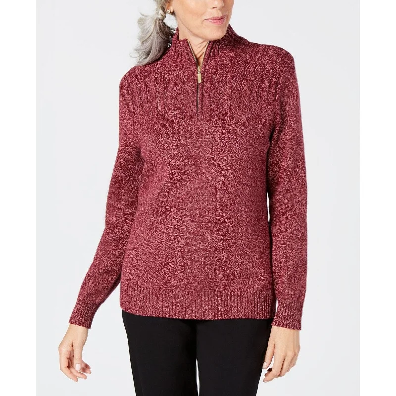 Karen Scott Women's Petite Marled-Knit Sweater Red Size Petite