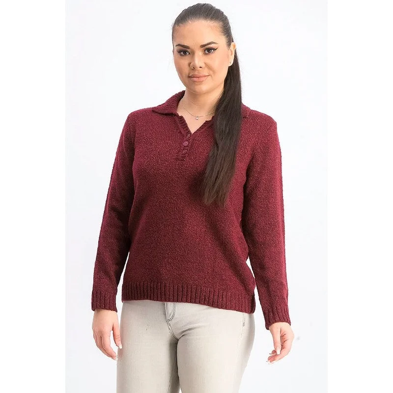 Karen Scott Women's Petite Point-Collar Sweater Red Size Petite