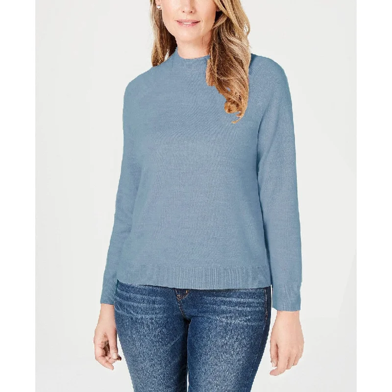 Karen Scott Women's Zip-Back Mock-Neck Sweater Blue Size Extra Large