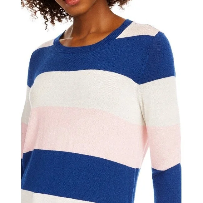 Maison Jules Women's Striped Sweater Blue Size Large