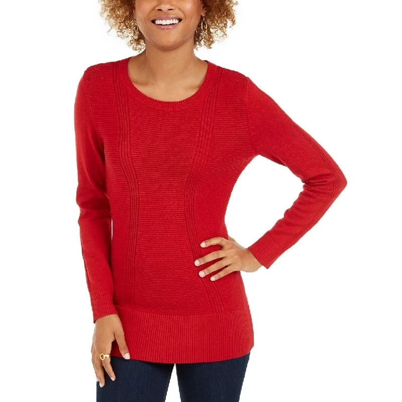 Style & Co Women's Mixed Stitch Sweater Red Size Large