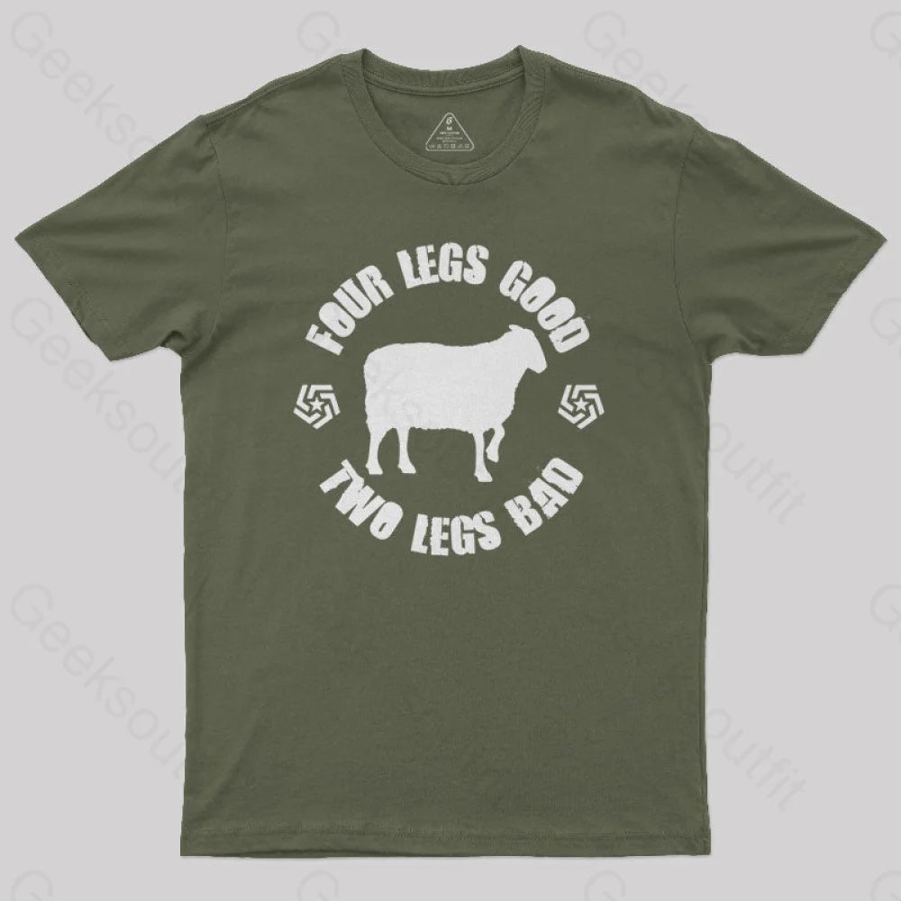 Animal Farm Four Legs Good Two Legs Bad Nerd T-Shirt