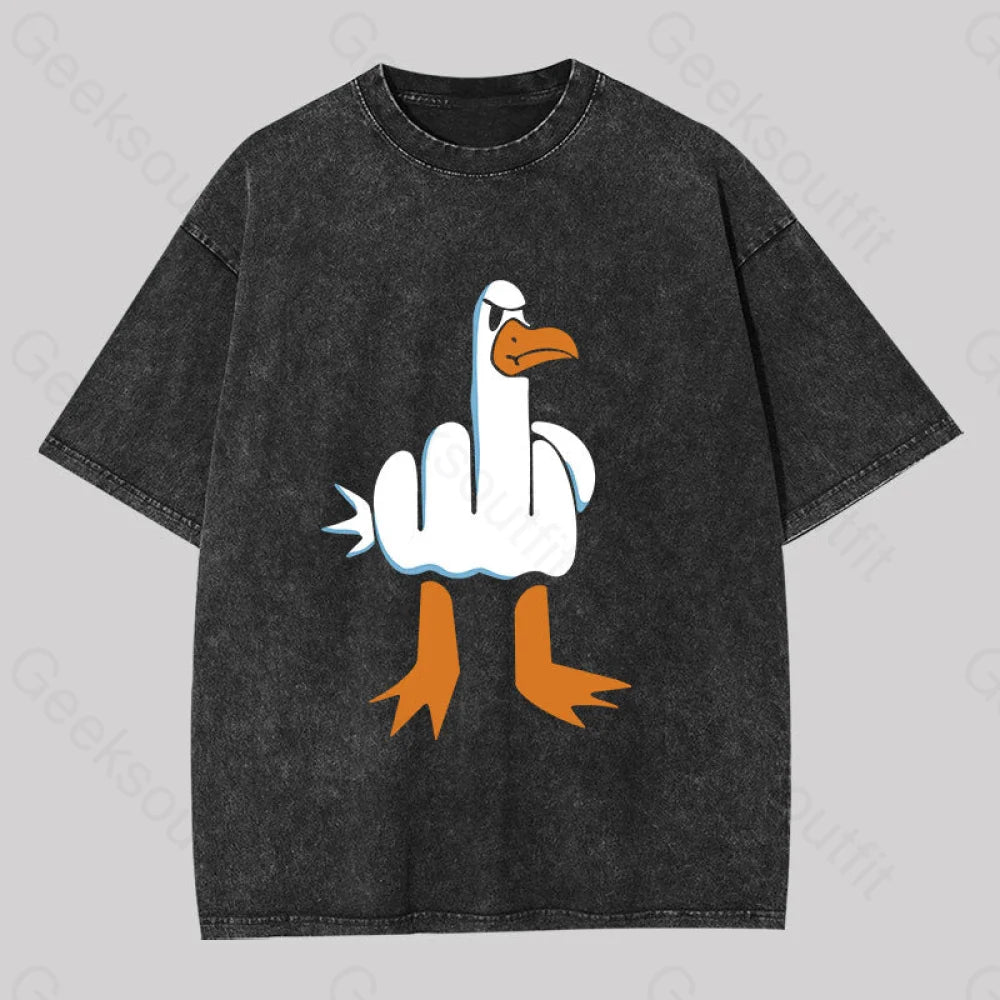 Rude Seagull Design Funny Washed T-shirt