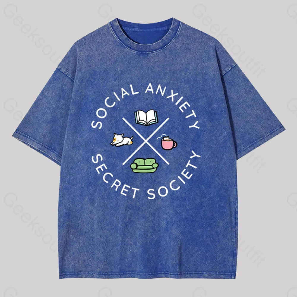 Social Anxiety Secret Society Washed T-shirt