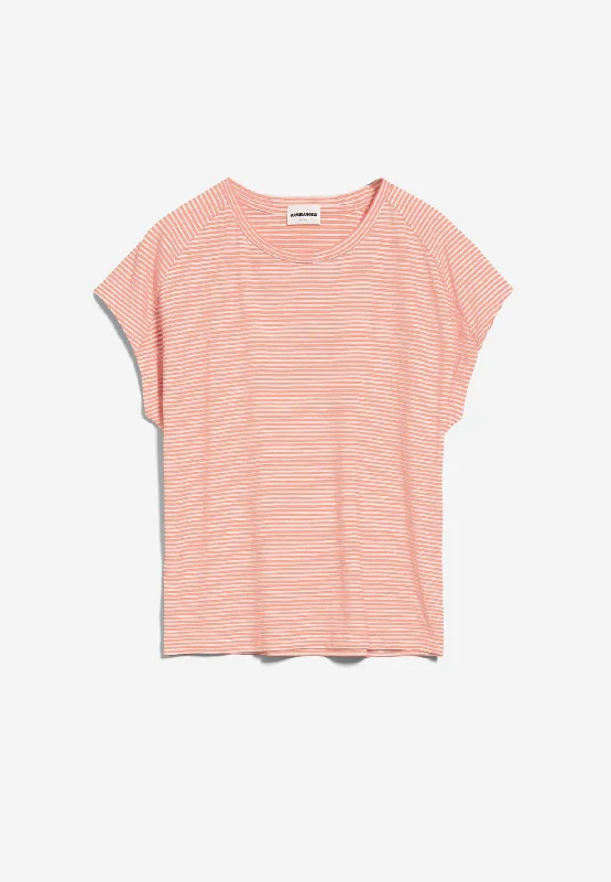 Ofeliaa Pretty Stripe T-Shirt - Peach Blossom/Oatmilk