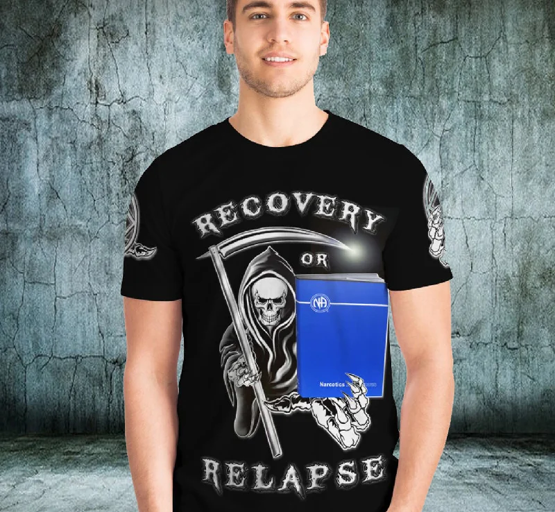 Recovery Or Relapse Reaper AOP T-shirts