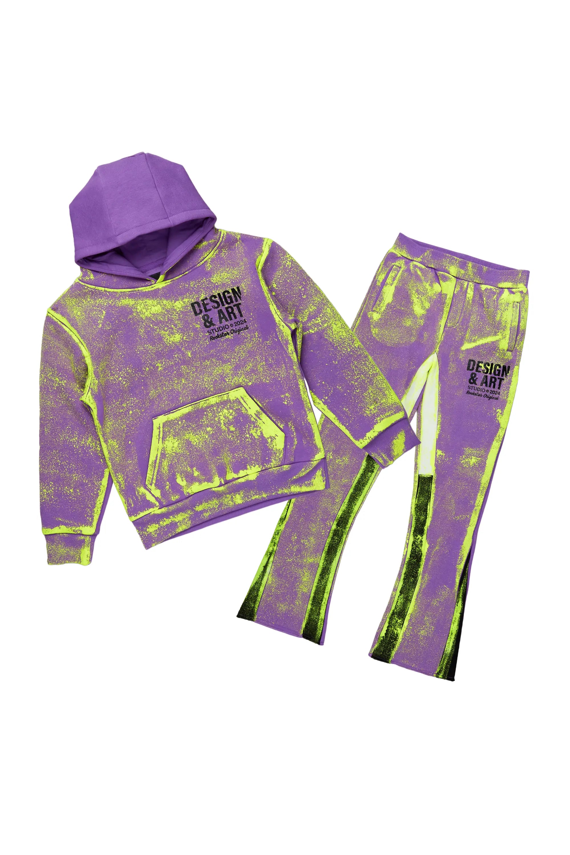 Boys Rue Purple Stacked Pant Set