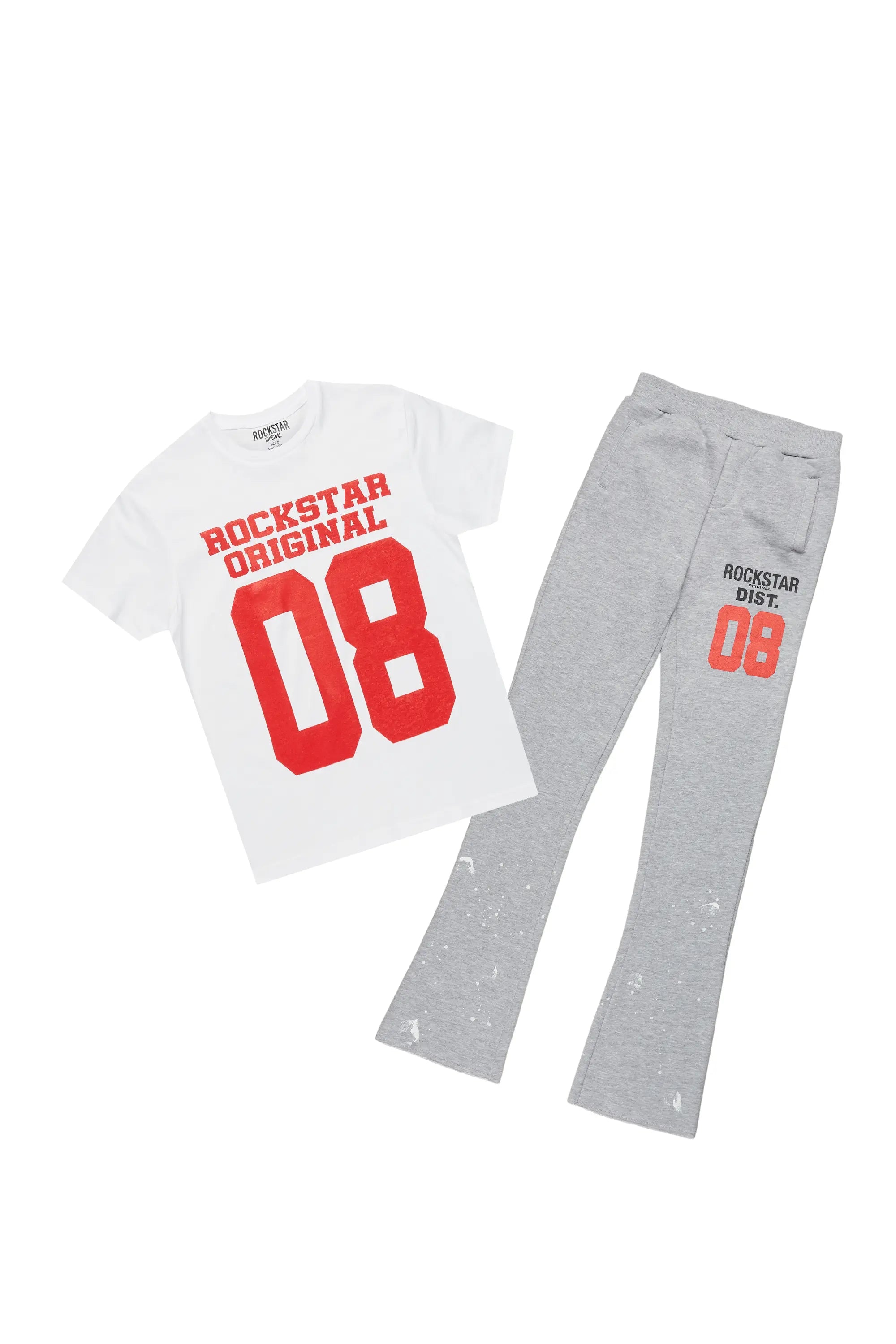 Boys Noa White/Grey T-Shirt Super Stacked Set