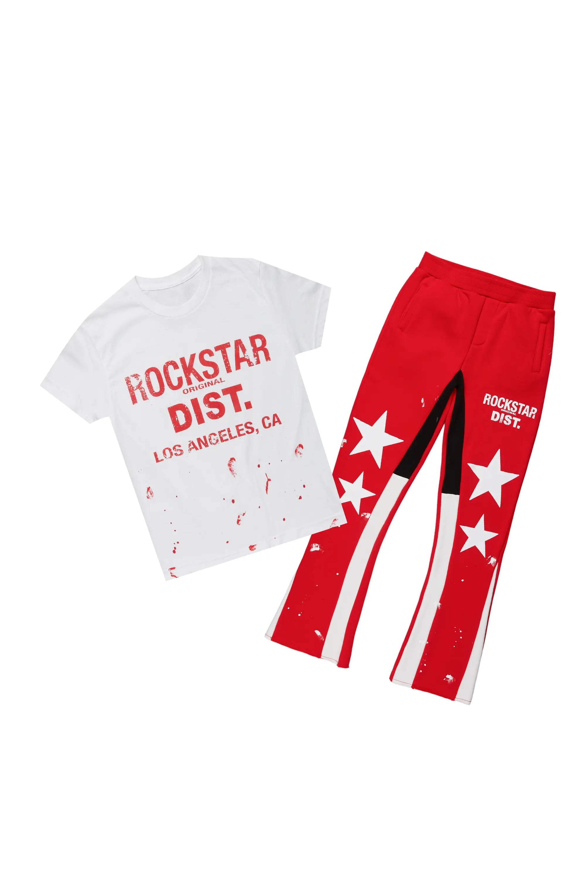 Boys Bowie Red/White T-Shirt Stacked Set