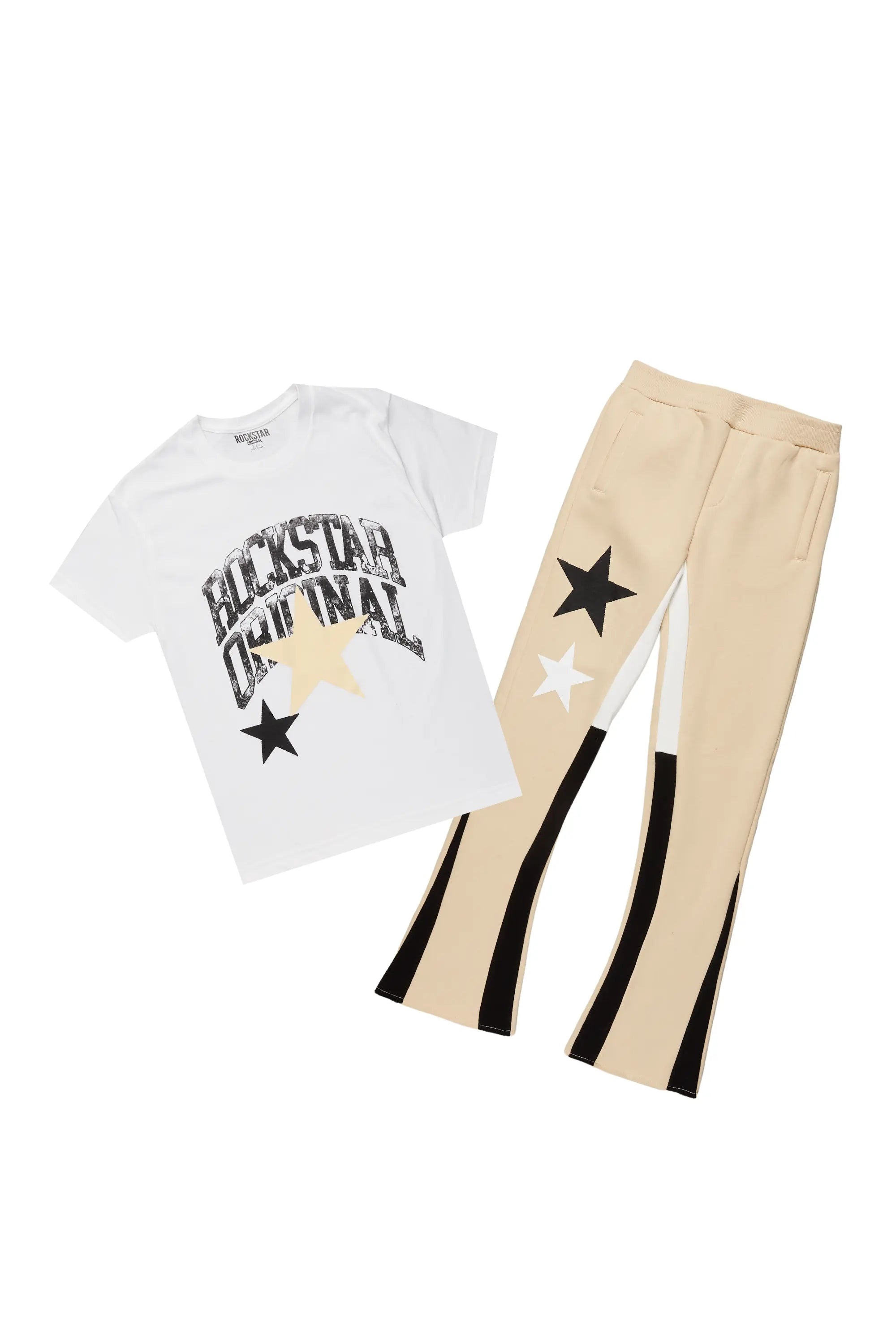 Boys Banks Beige T-Shirt Stacked Set