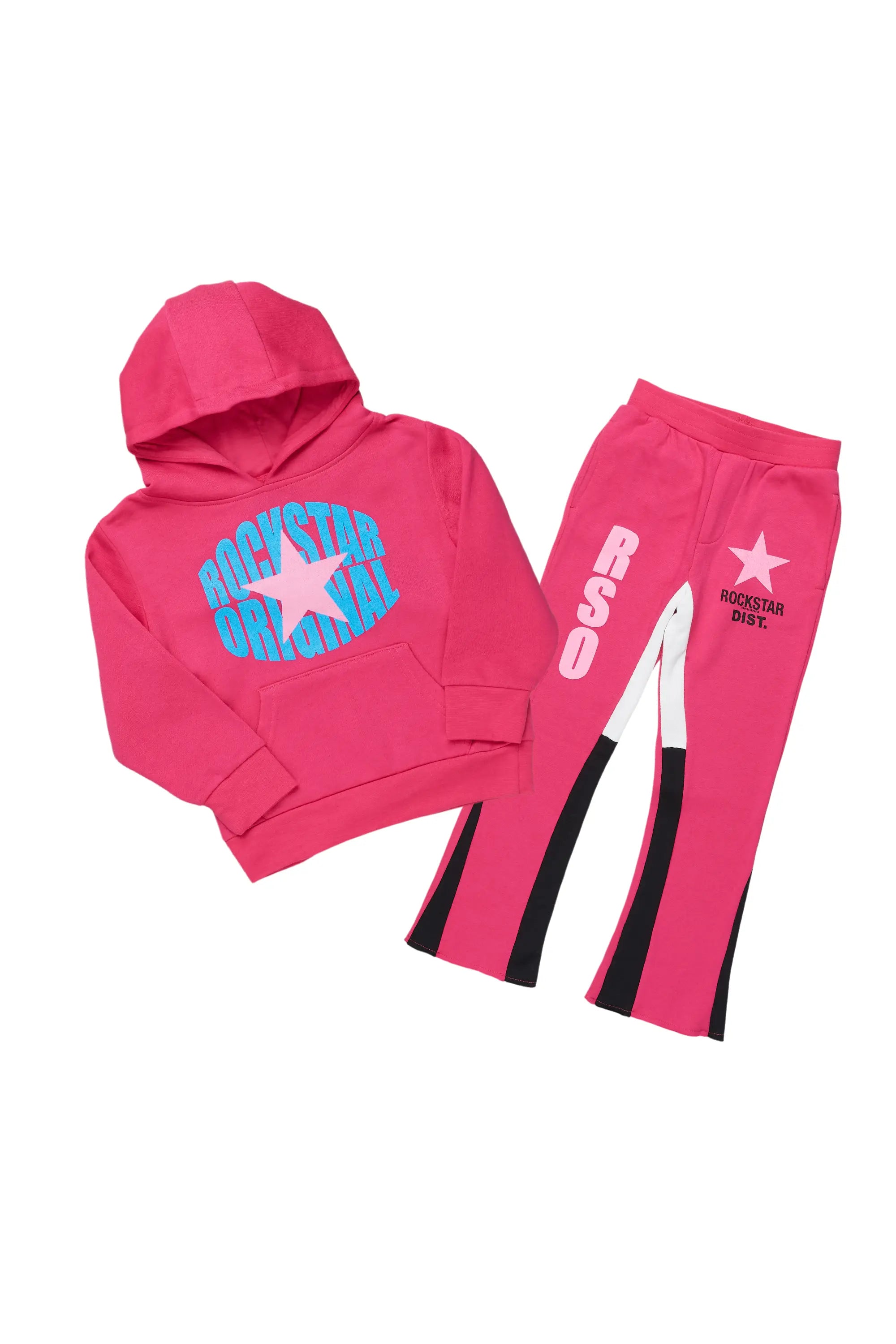 Girls Mia Fuchsia Stacked Pant Set