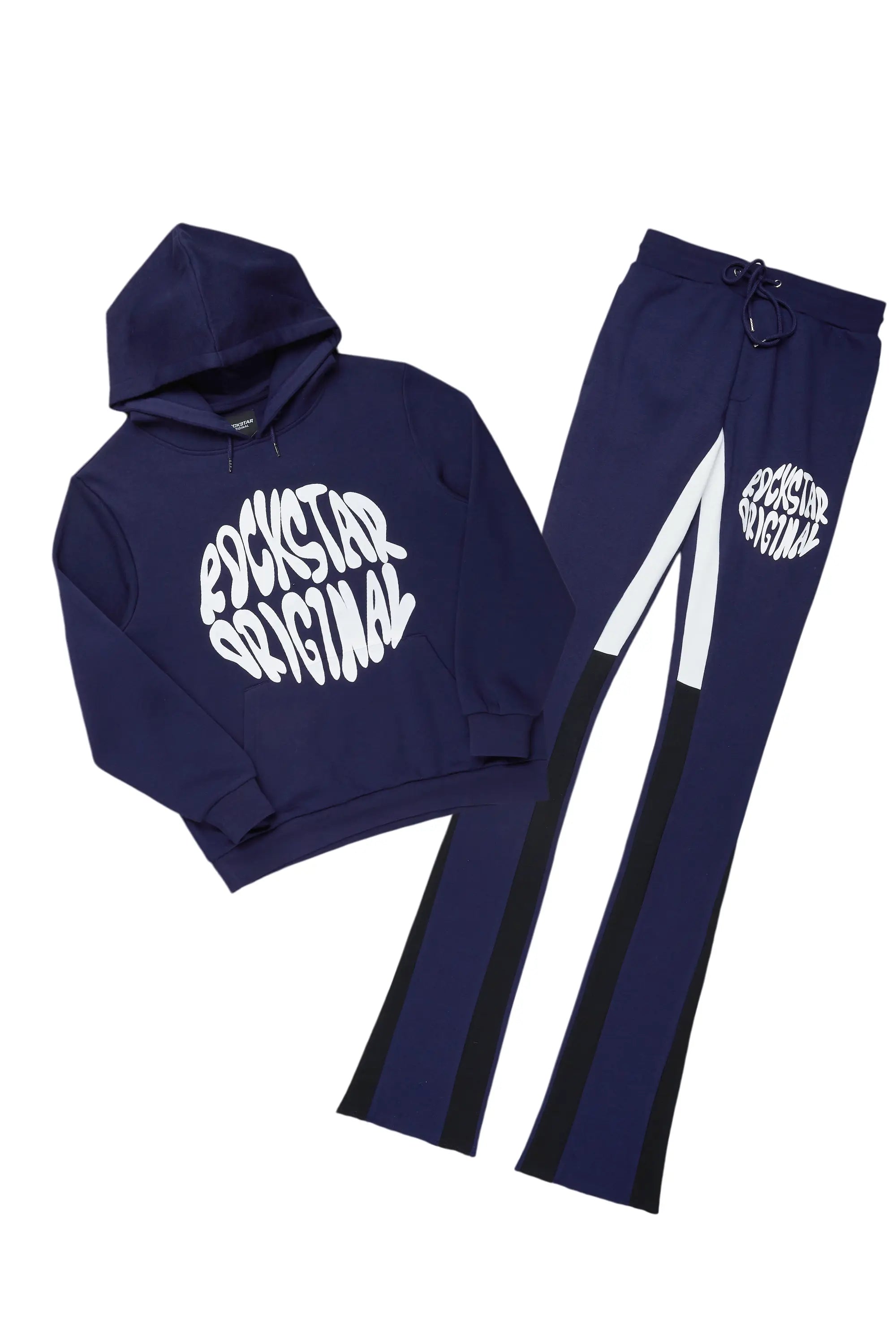 Sky Navy Graphic Hoodie/Super Stacked Pant Set