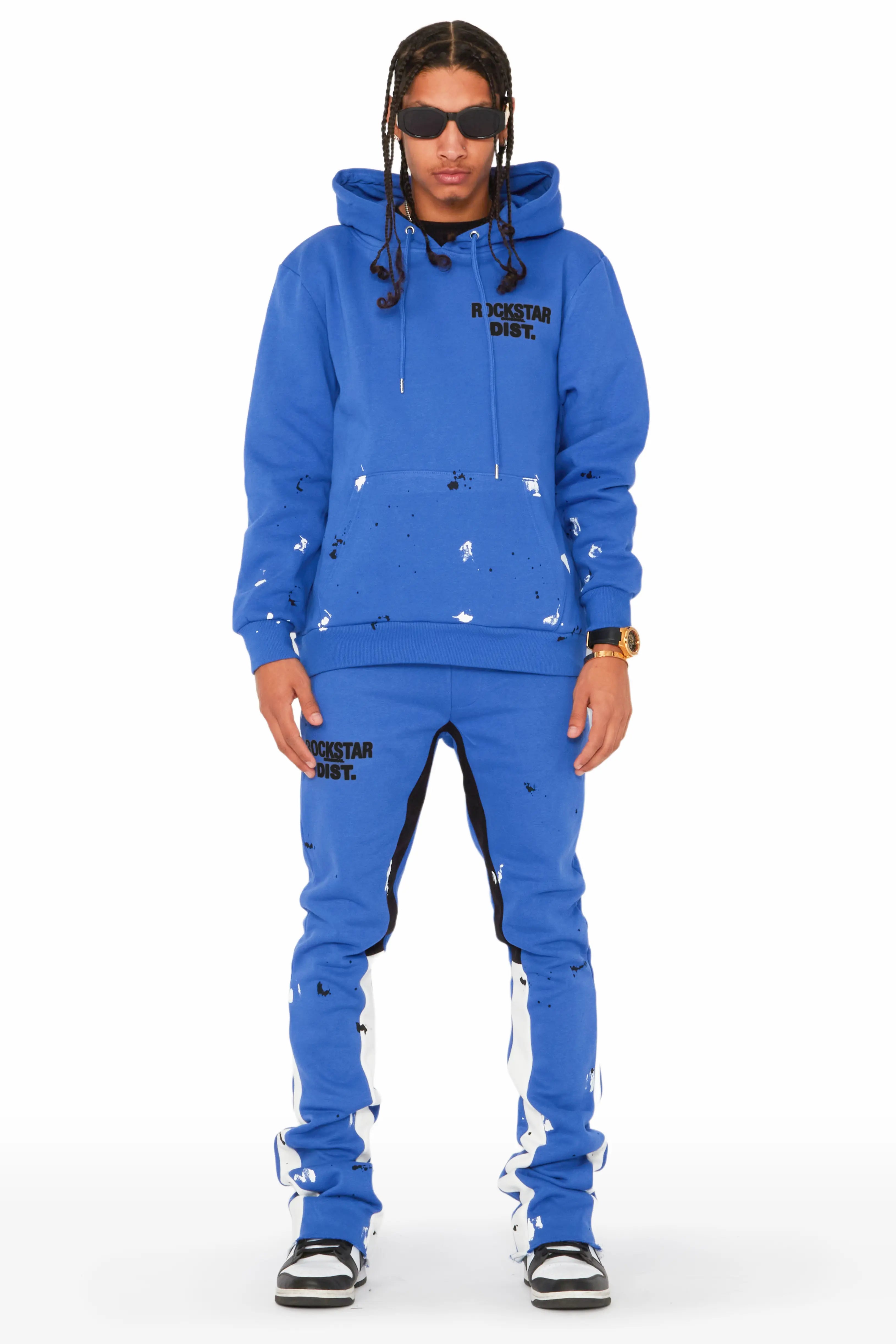 Jaco Royal Blue Hoodie Stacked Flare Pant Track Set