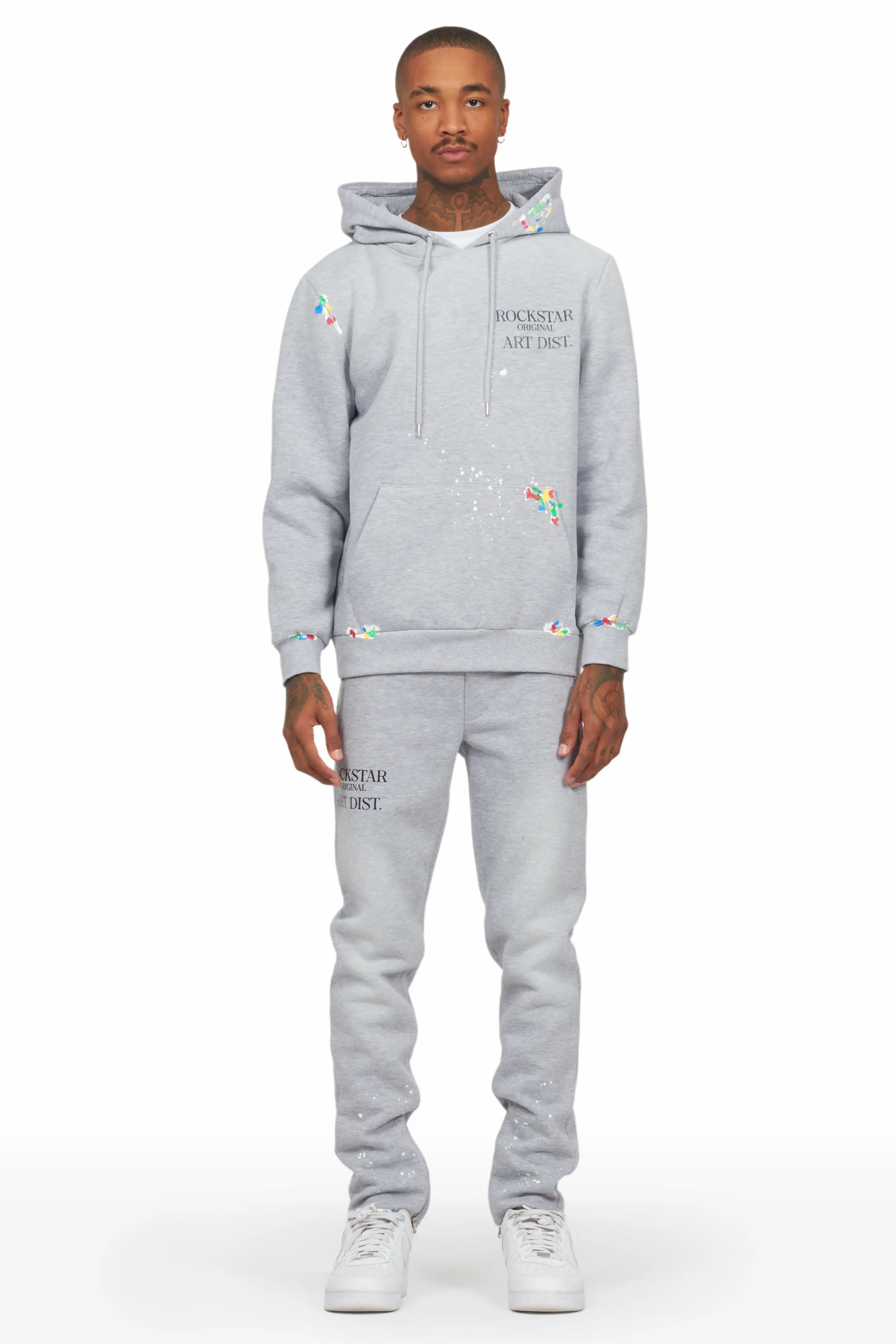 Rockstar Art Dist. Heather Grey Slim Fit track Set