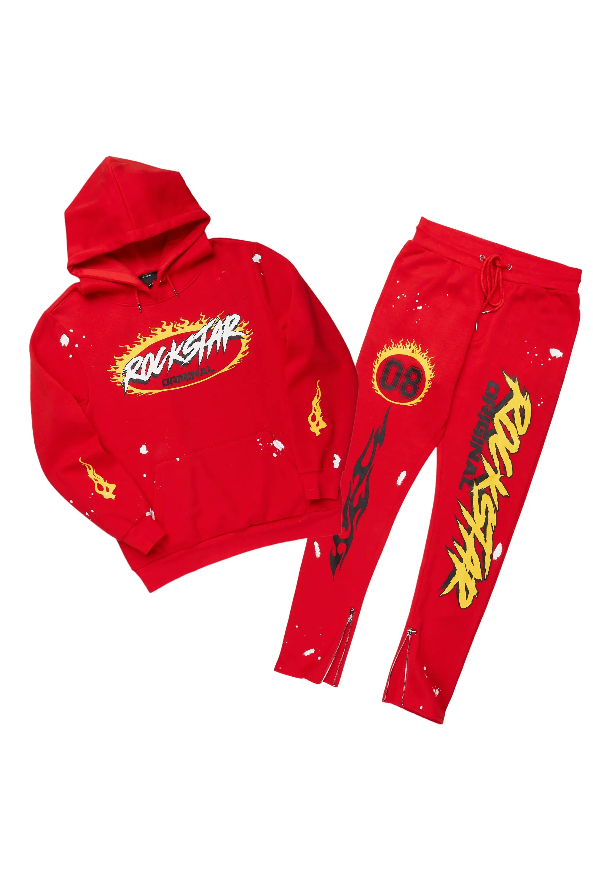 Draven Red Slim Fit Track Set