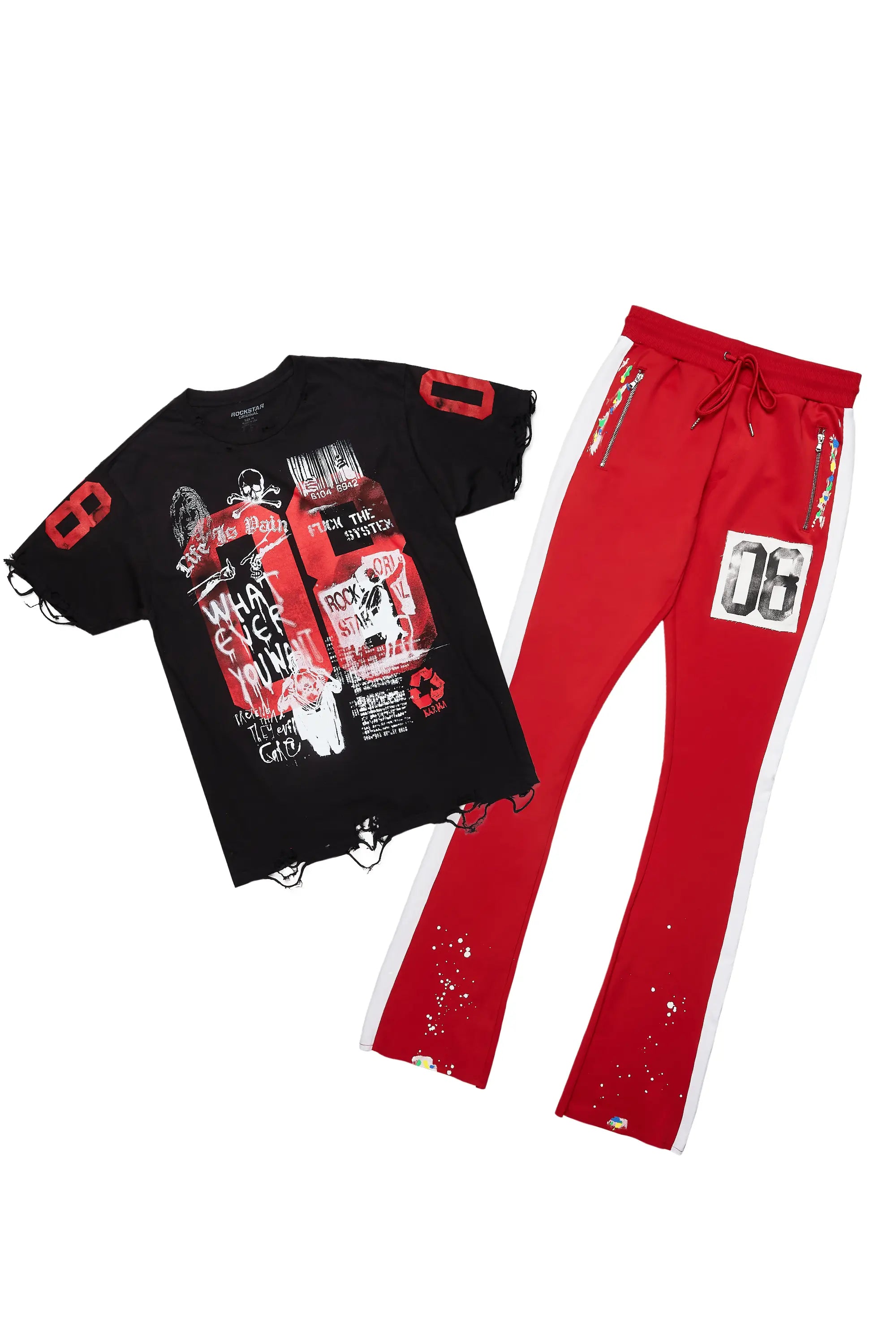 Grill Black/Red T-Shirt/Stacked Flare Track Set