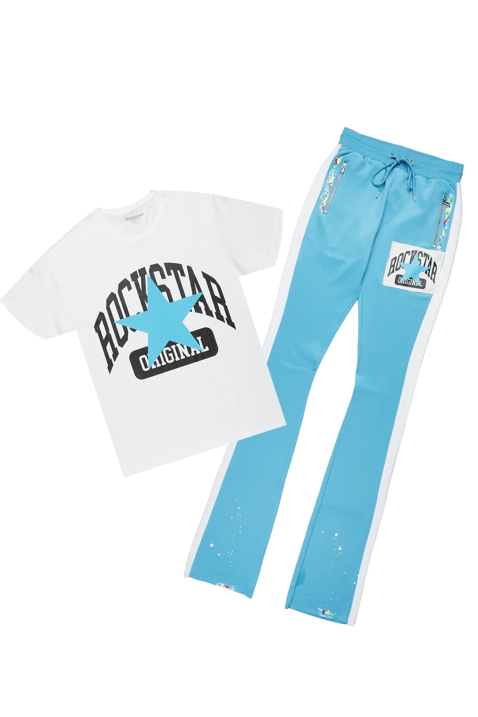 Dash White/Blue T-Shirt/Super Stacked Flare Track Set