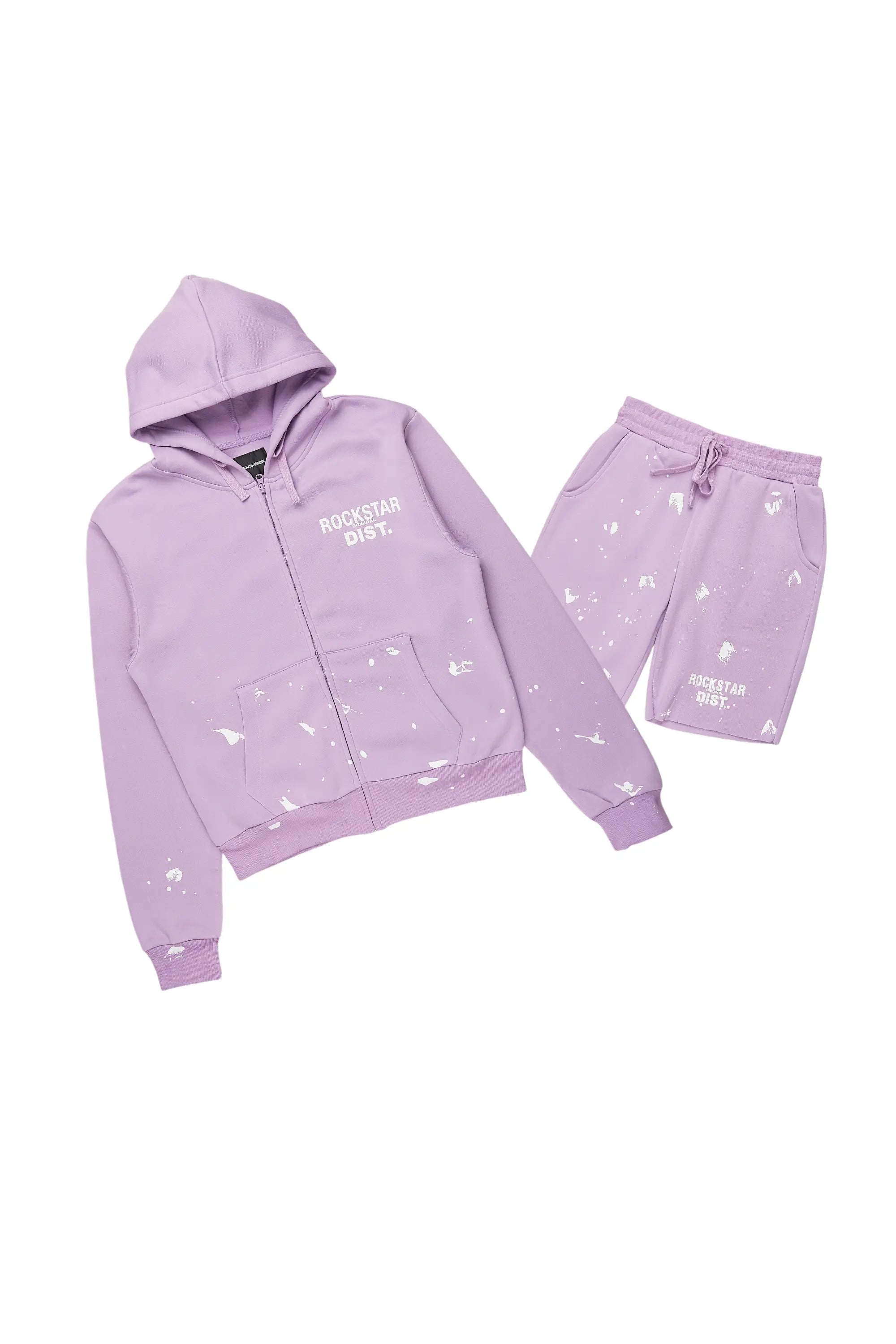 Kanesha Lavender Zip Up Short Set