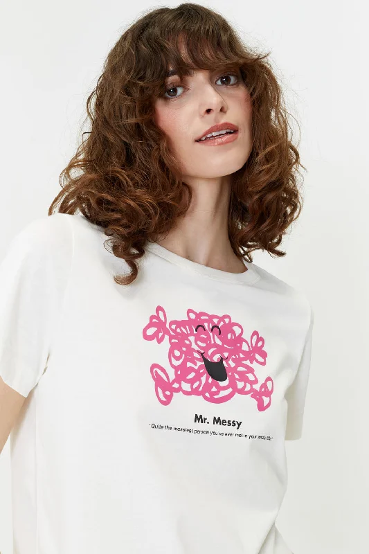 Cream Cotton Mr. Messy T-Shirt