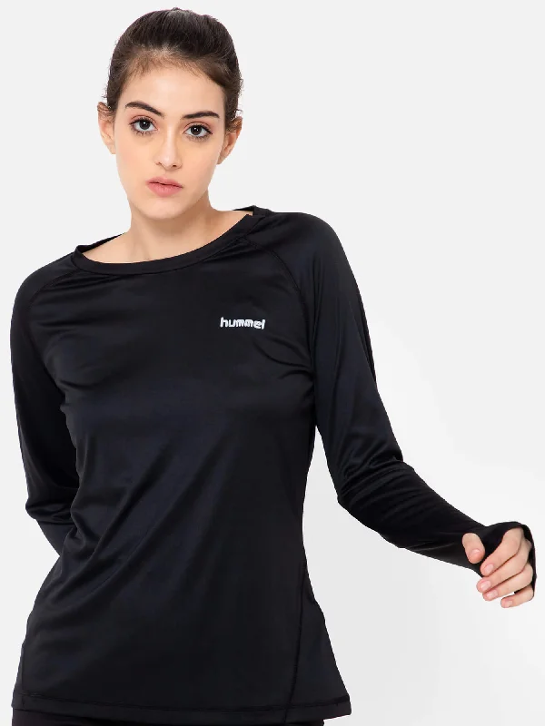 Quon Women Polyester Black T-Shirt