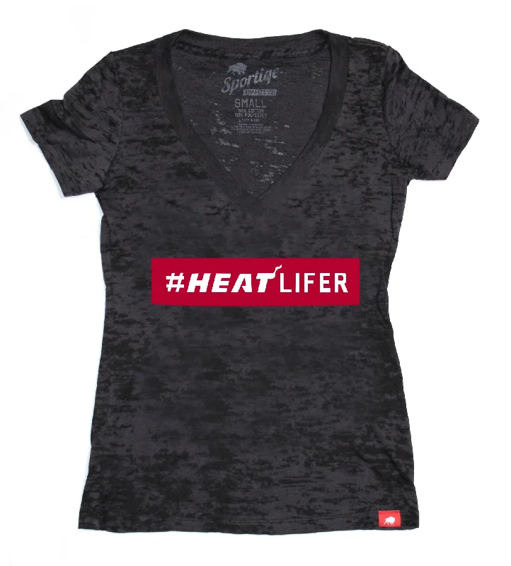 Sportiqe Miami HEAT Lifer Ladies V Neck T-Shirt