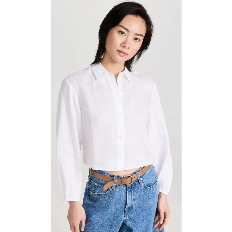 Theory White Pleat Sleeve Shirt