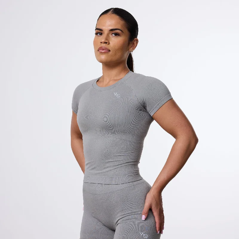 Vanquish Elevate Seamless Smoke Grey Midi Cap Sleeve T Shirt