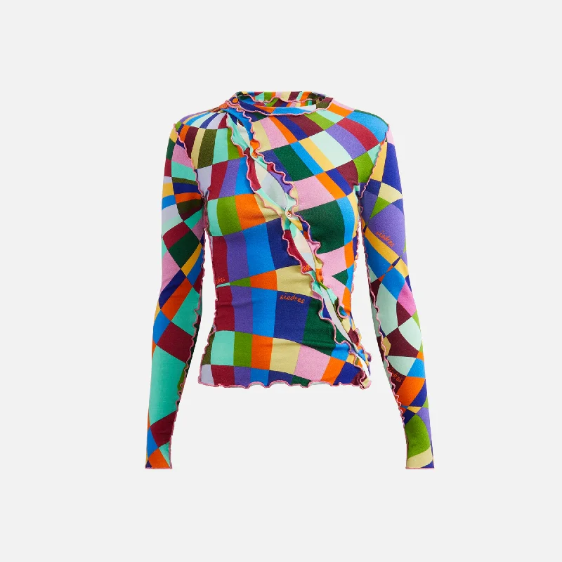 Siedres Exclusive Maddie Asymmetric Kaleidoscope Knit Shirt - Multi